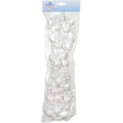 Ghirlanda di perle in mousse (180 cm) Natale Bianco glitterato