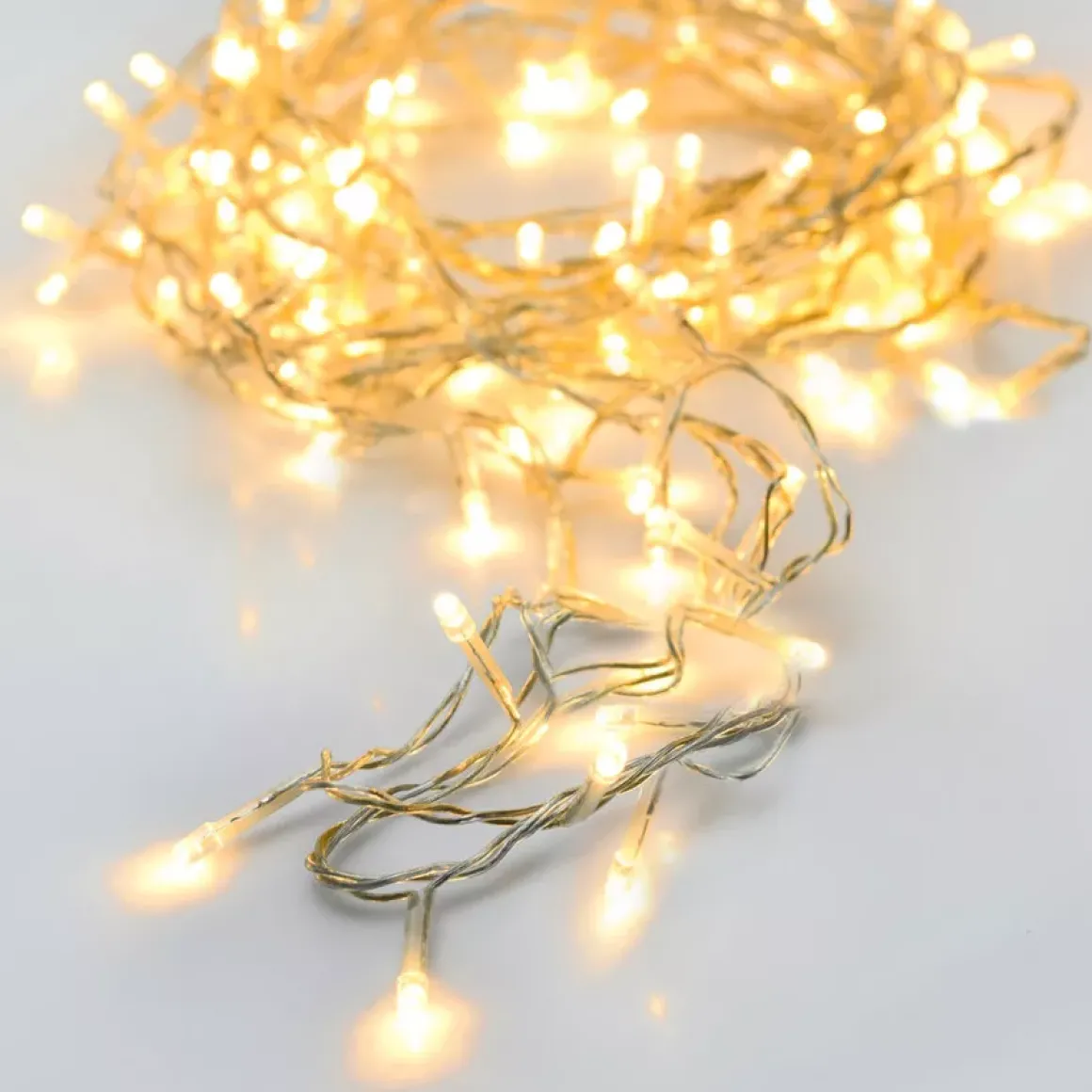 Ghirlanda luminosa a pile 14.5 m 192 LED cavo trasparente Lusso Bianco caldo