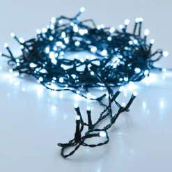 Ghirlanda luminosa a pile 7 m 96 LED cavo nero Lusso Bianco freddo