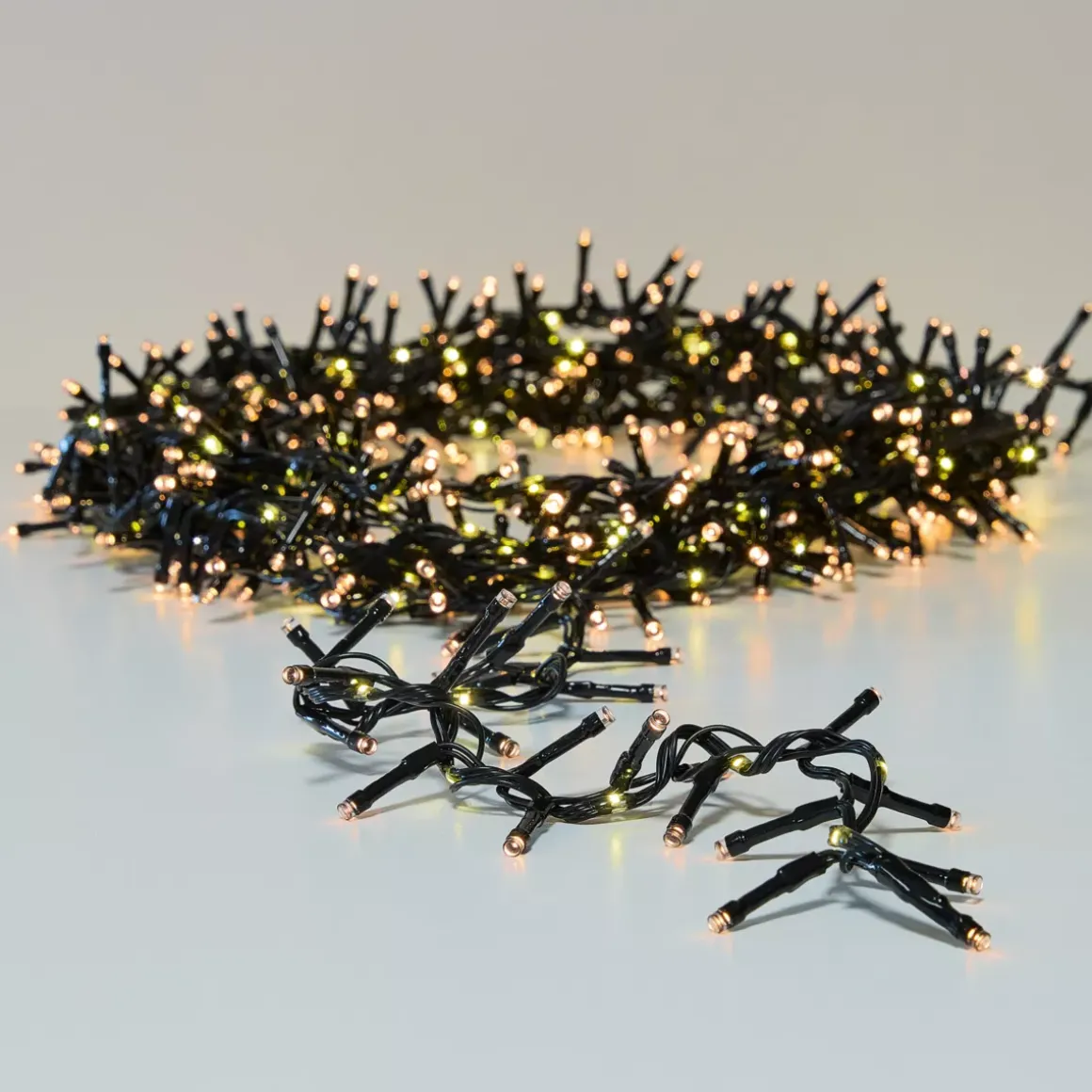 Ghirlanda luminosa 15 m 1060 LED cavo nero effetto cascata Bianco caldo