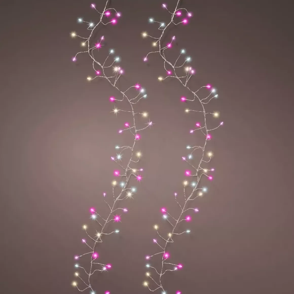 Ghirlanda luminosa 6 m 480 Micro LED cavo argento Luxe Tricolore Rosa, bianco caldo e freddo