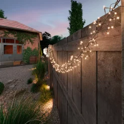 Ghirlanda luminosa Solare ricaricabile 10,50 m 1128 LED cavo nero Grappolo Bianco caldo