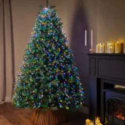 Ghirlanda tenda per albero H2,40m 832 Micro LED cavo verde Multicolore pastello