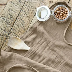 Hot Grembiule con tasche garza di cotone Gaïa Marrone Accessori Cucina