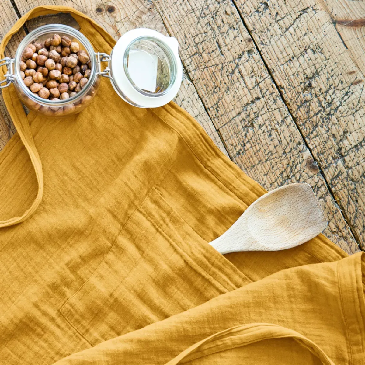 Clearance Grembiule con tasche garza di cotone Gaïa Accessori Cucina