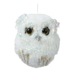 Gufo di Natale da appendere (H8 cm) glitter e lustrini iridescenti