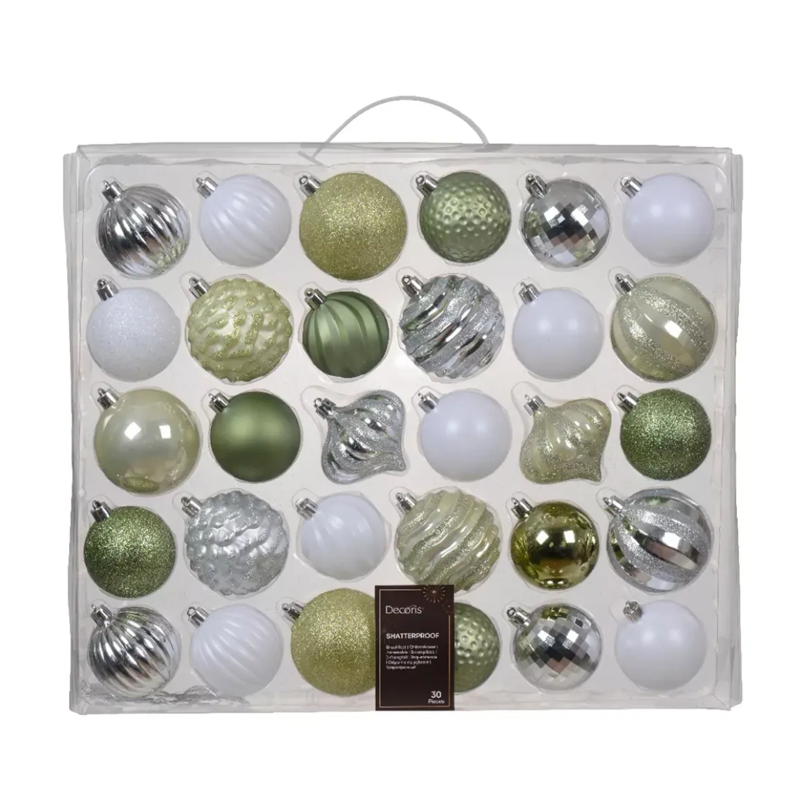 Kit di decorazione per albero di Natale Agéna Menta bianca, bianco e argento