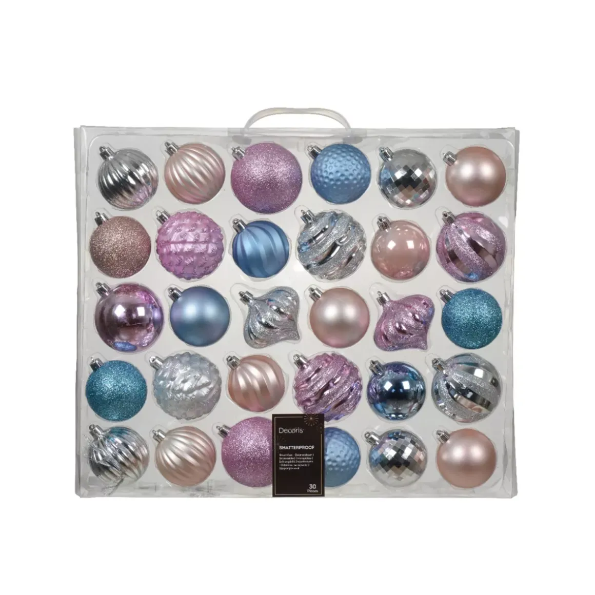Kit di decorazione per albero di Natale Agéna Blu ghiaccio, argento e rosa