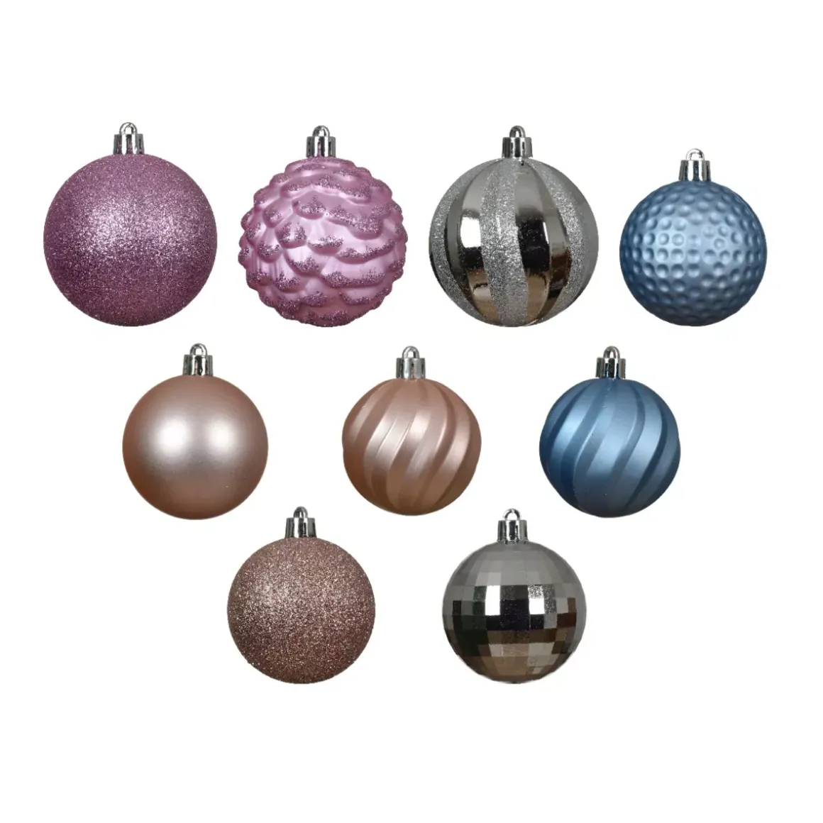Kit di decorazione per albero di Natale Agéna Blu ghiaccio, argento e rosa