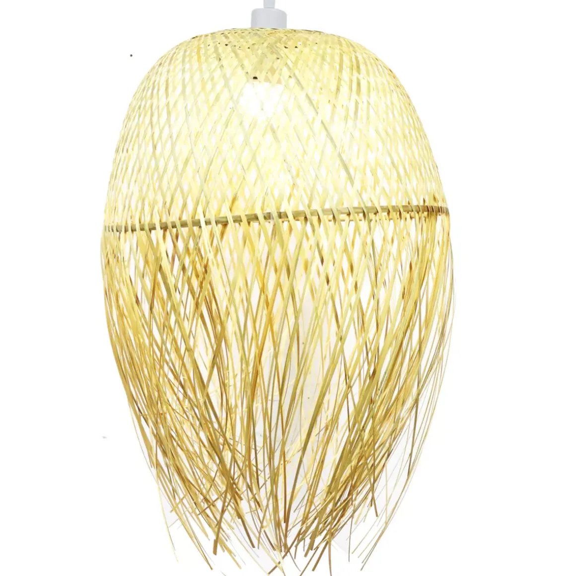 Lampada a sospensione con frange in bambù (H70 cm) Huelva Naturale