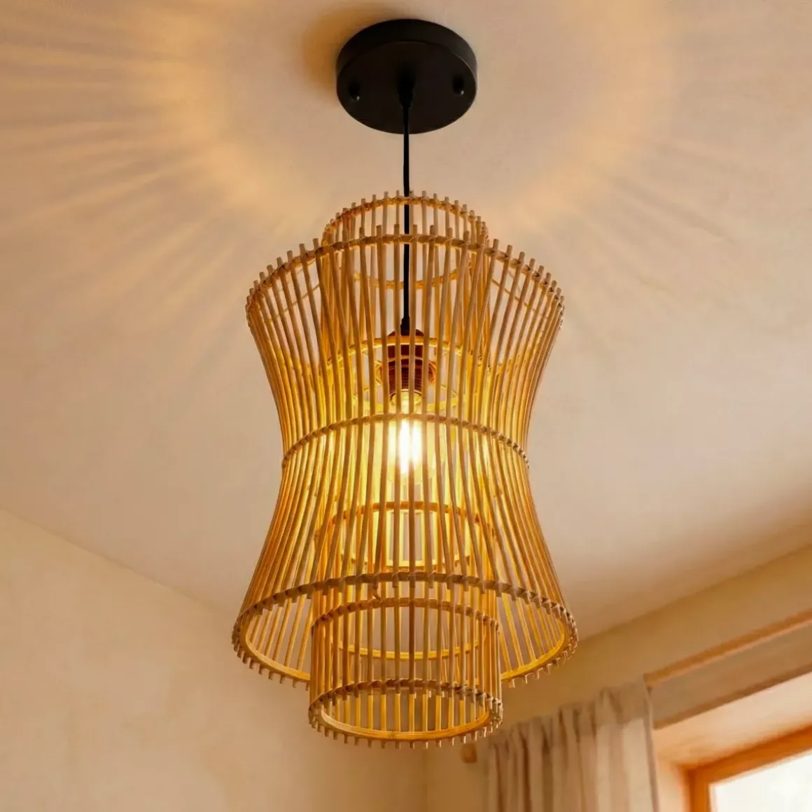 Lampada a sospensione in bambù (H52 cm) Morok Naturale