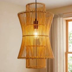 Lampada a sospensione in bambù (H52 cm) Morok Naturale