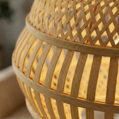 Lampada a sospensione in bambù traforata (D50 cm) Manresa Naturale