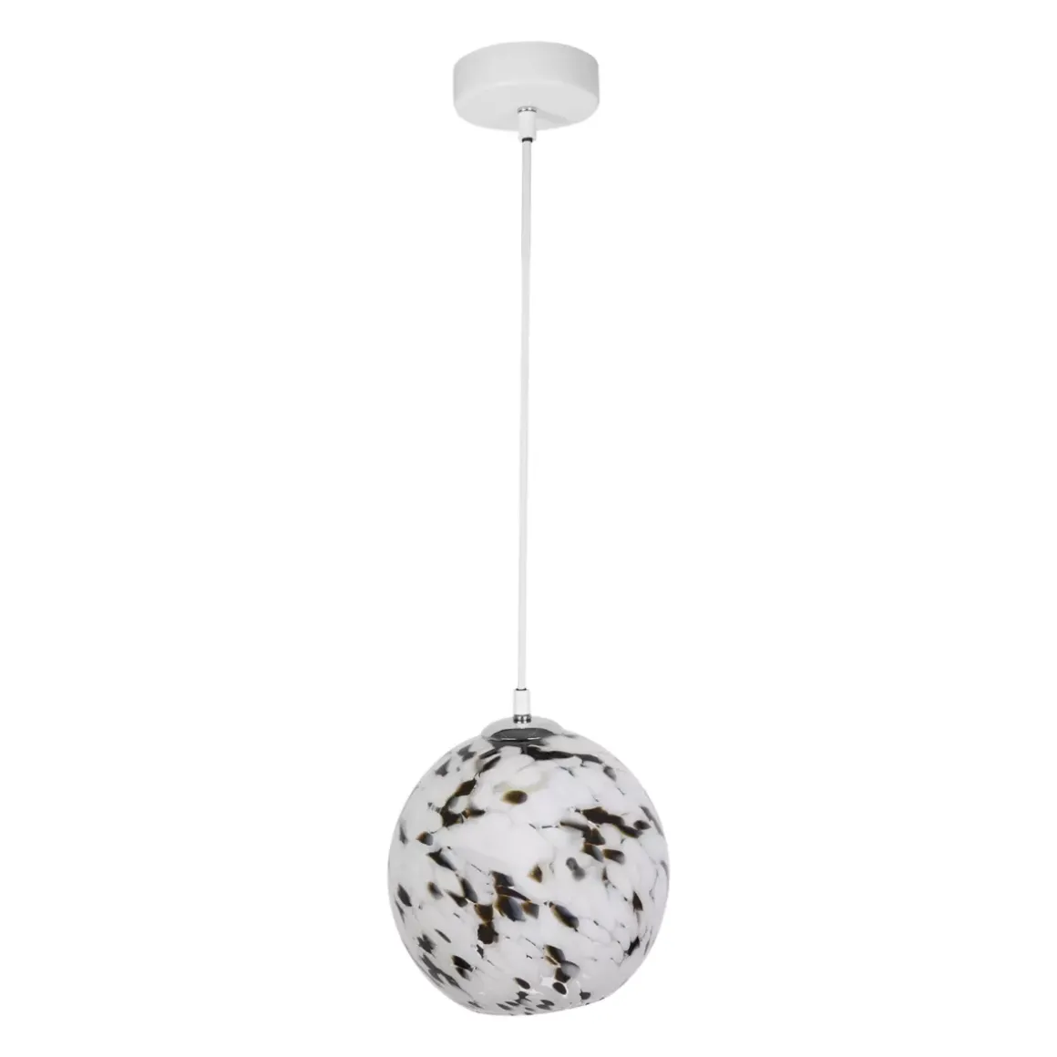 Lampada a sospensione in vetro e metallo (D20 cm) Pepper Nero e bianco