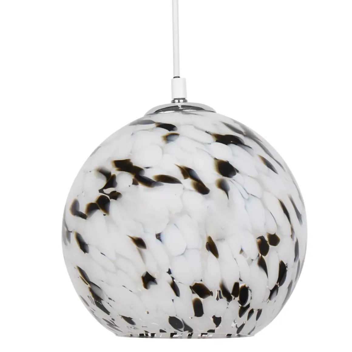 Lampada a sospensione in vetro e metallo (D20 cm) Pepper Nero e bianco