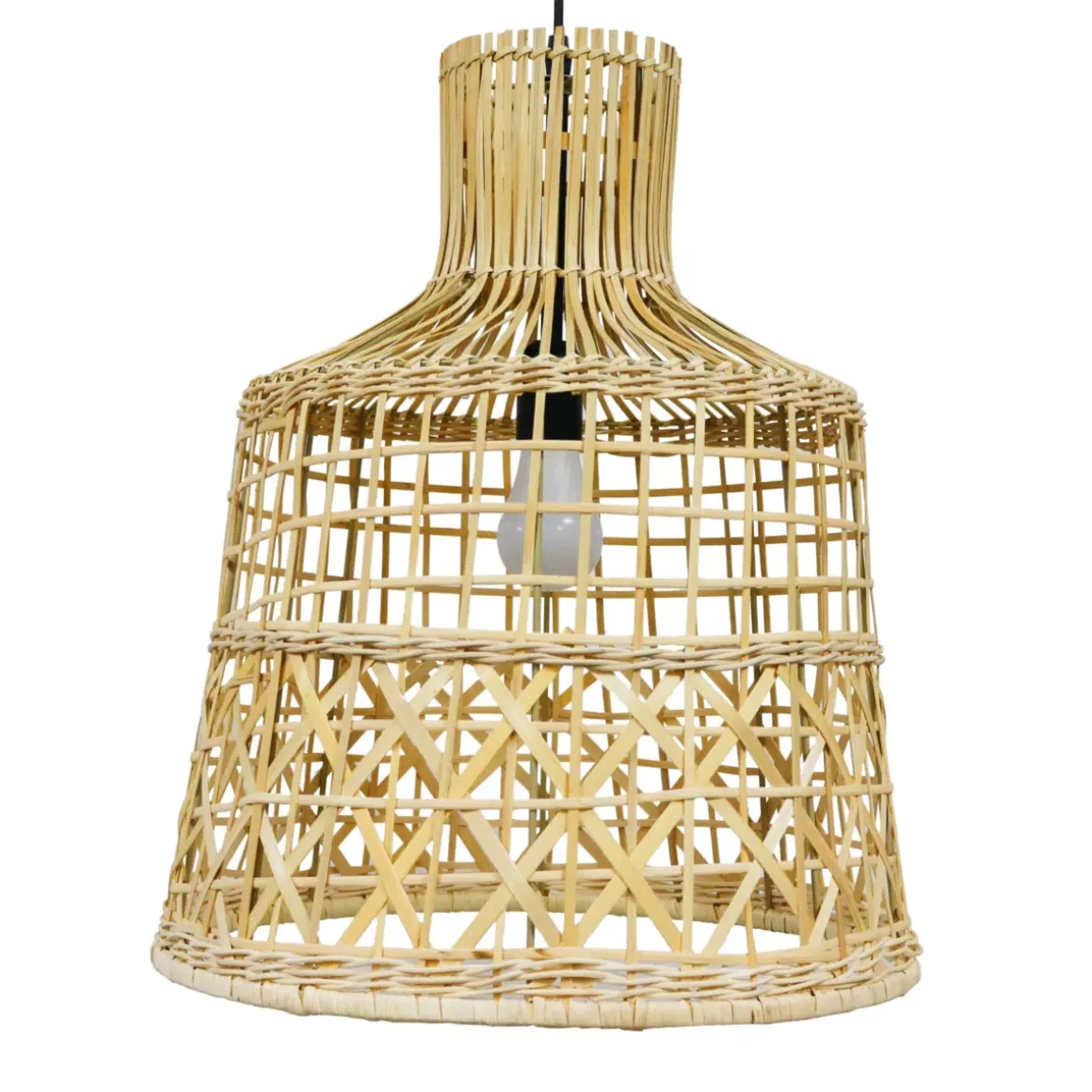 Lampada a sospensione traforata in bambù (H50 cm) Pampelune Naturale