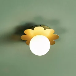 Lampada da parete metallo (D15 cm) Fiore Bianco e Oro