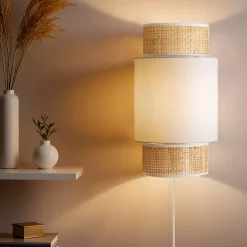 Lampada da parete rattan (H33 cm) Gigogne Bianco