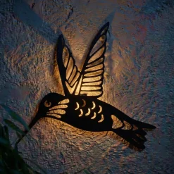 Lampada da parete solare in metallo (L31,5 cm) Colibrì Nero