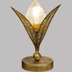 Lampada da tavolo metallo LED (H25 cm) Foglie Oro