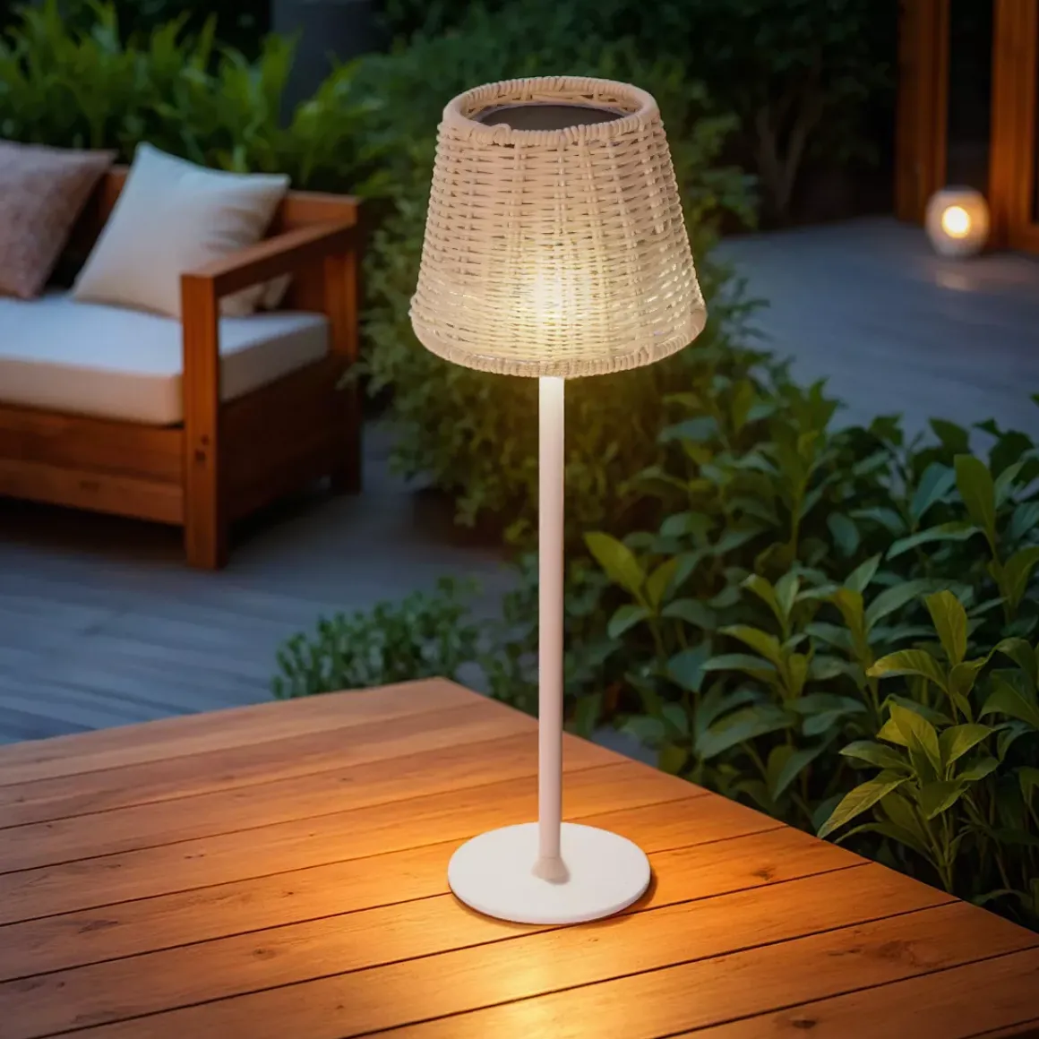 Lampada da tavolo solare LED esterna (H38 cm) Marylebone Bianco