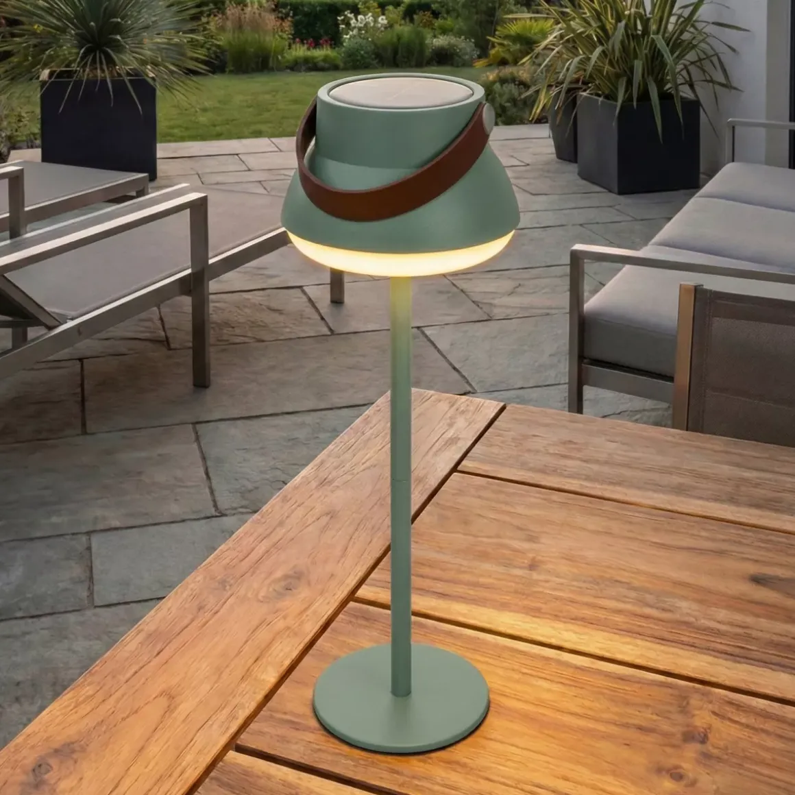 Lampada da tavolo solare 100 lumen (H36 cm) Tokyo Verde menta