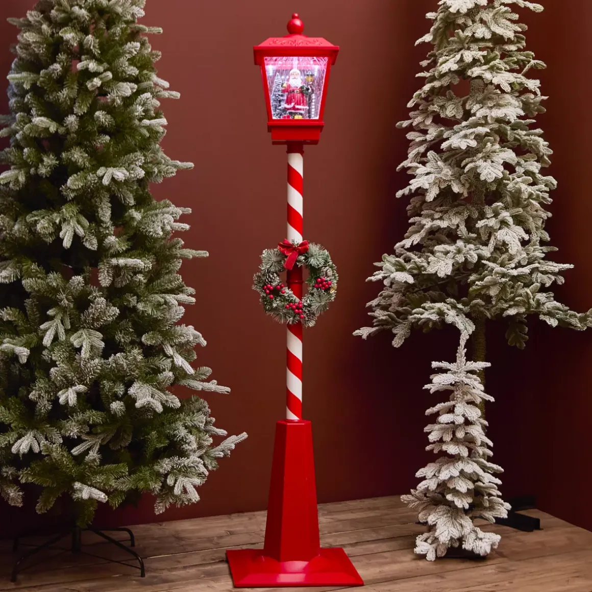 Lampada di Natale illuminata e animata 33 LED (H180 cm) Neve cadente Rosso