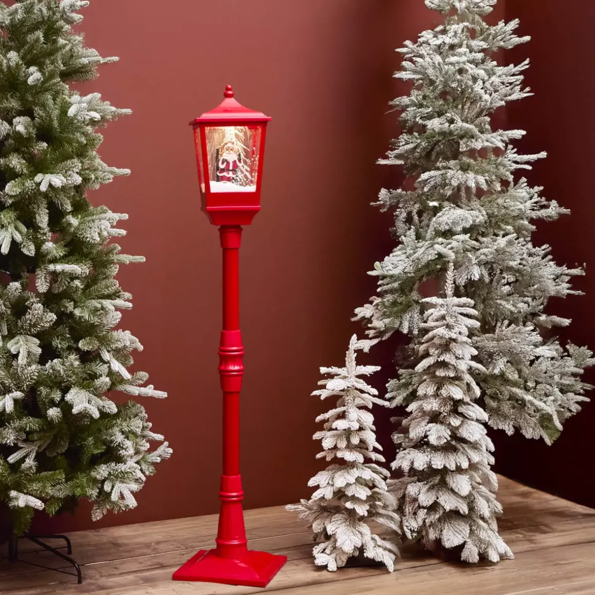 Lampada di Natale illuminata musicale e animata 10 LED (H185 cm) Neve cadente Rosso