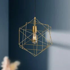 Lampadario in metallo (D40 cm) Celeste Oro
