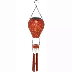 Lampada solare a sospensione per giardino LED (H56 cm) Mongolfiera Rossa
