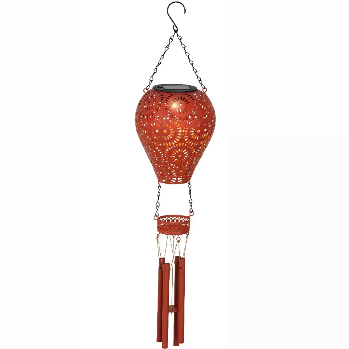 Lampada solare a sospensione per giardino LED (H56 cm) Mongolfiera Rossa