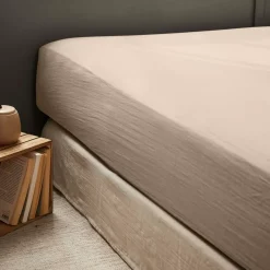 Outlet Lenzuolo con angoli garza di cotone (140 x 190 cm) Gaïa Marrone Lenzuola Con Angoli