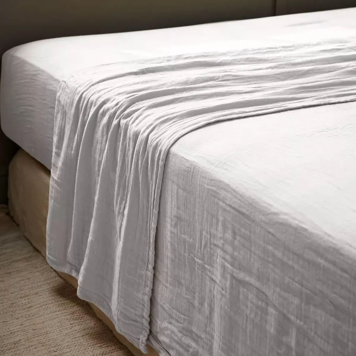 Outlet Lenzuolo sopra garza di cotone (240 x 300 cm) Gaïa Grigio nuvola Lenzuola Superiori