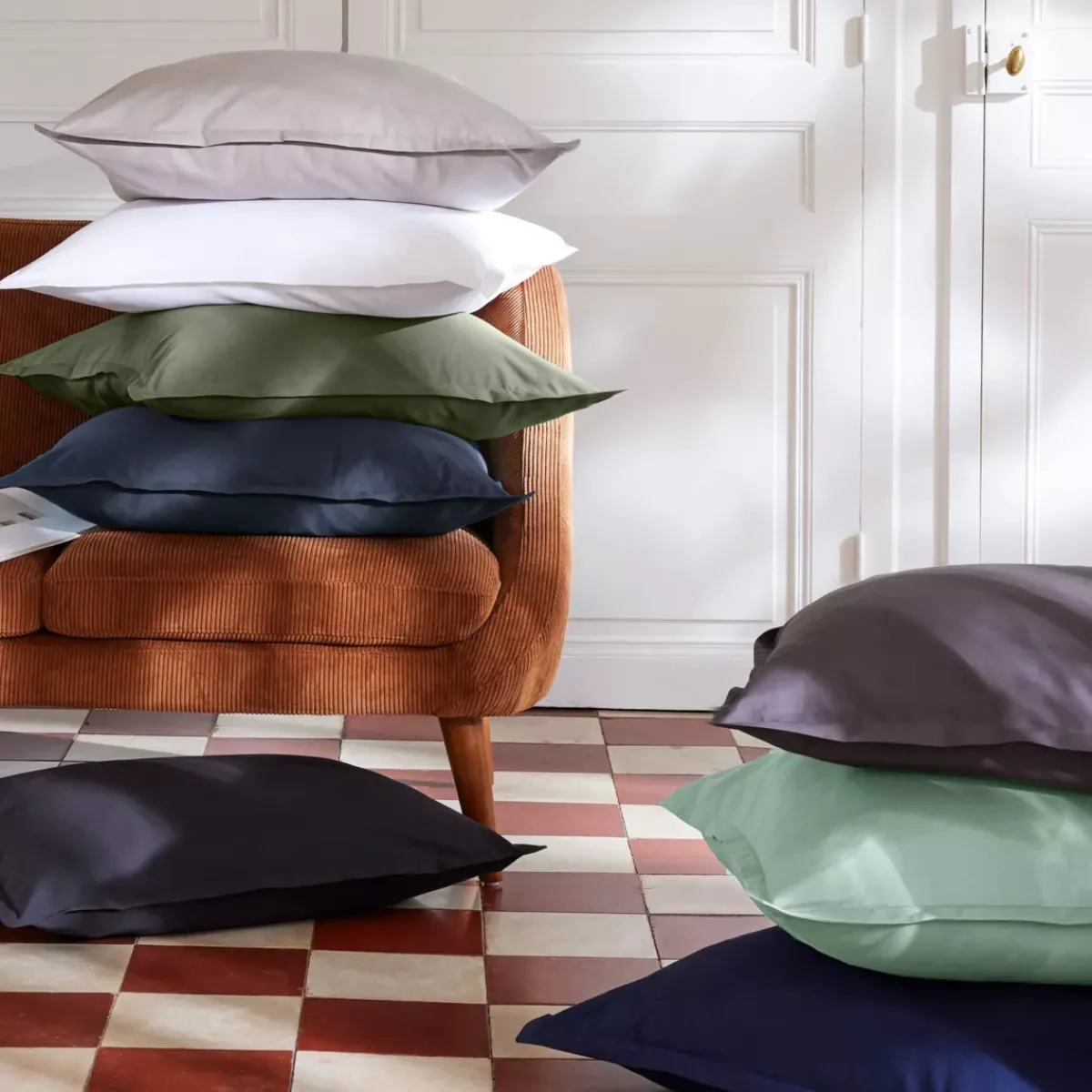 Discount Lenzuolo sopra percalle di cotone Cali Blu marino Lenzuola Superiori