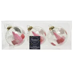 Lotto di 3 palline di Natale di vetro (D80 mm) Cadeau Trasparente