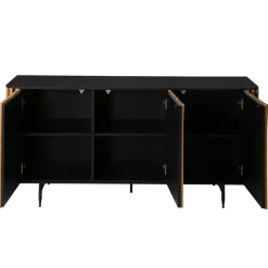 Madia 3 ante in rovere massiccio e metallo (159 x 76 cm) Rytm Nero