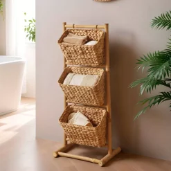 Mobile inclinato 3 cesti bambù e giacinto d'acqua (Alt 92 cm) Hanoï