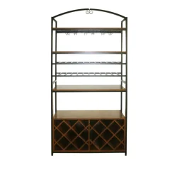 Mobile portabottiglie industriale 32 scomparti e portabicchieri (H180 cm) Marceau Marrone