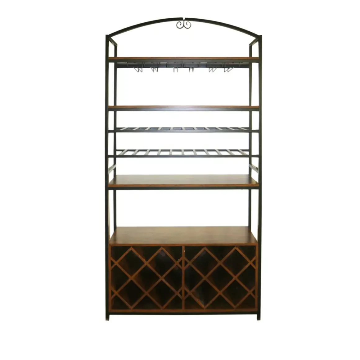 Mobile portabottiglie industriale 32 scomparti e portabicchieri (H180 cm) Marceau Marrone