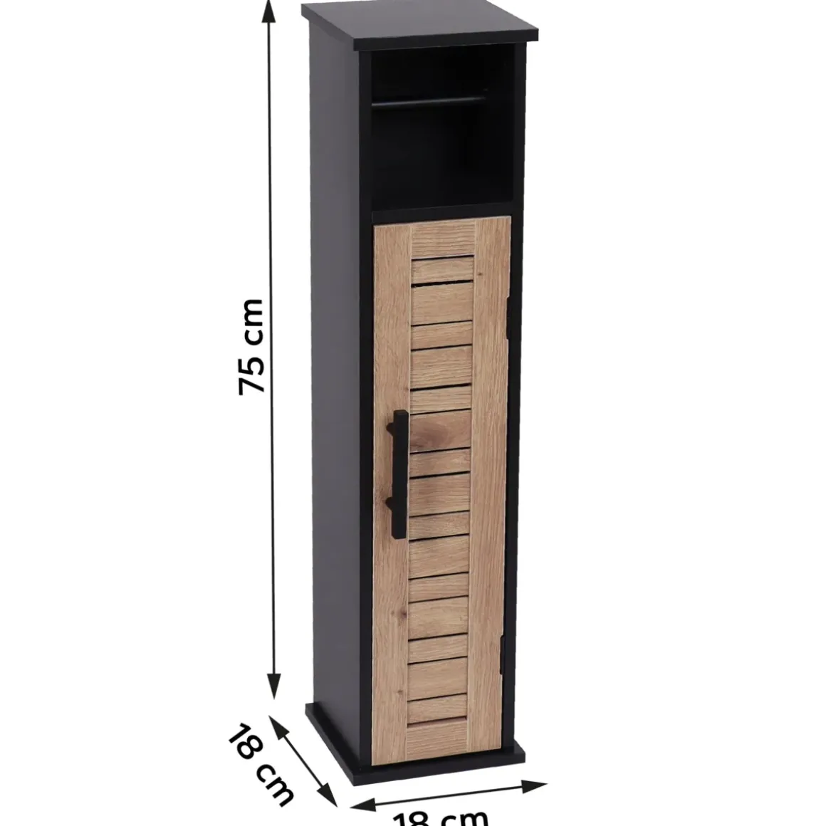 Mobile porta rotolo carta igienica con riserva (H75 cm) Bergen Nero