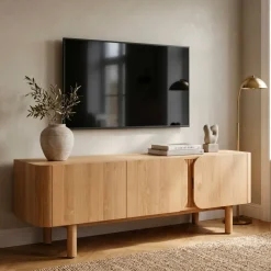 Mobile TV 3 ante in rovere massiccio (154 x 55 cm) Oakland Naturale