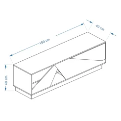 Mobile TV in legno design (L180 x 40 cm) Alabama Bianco, nero e naturale
