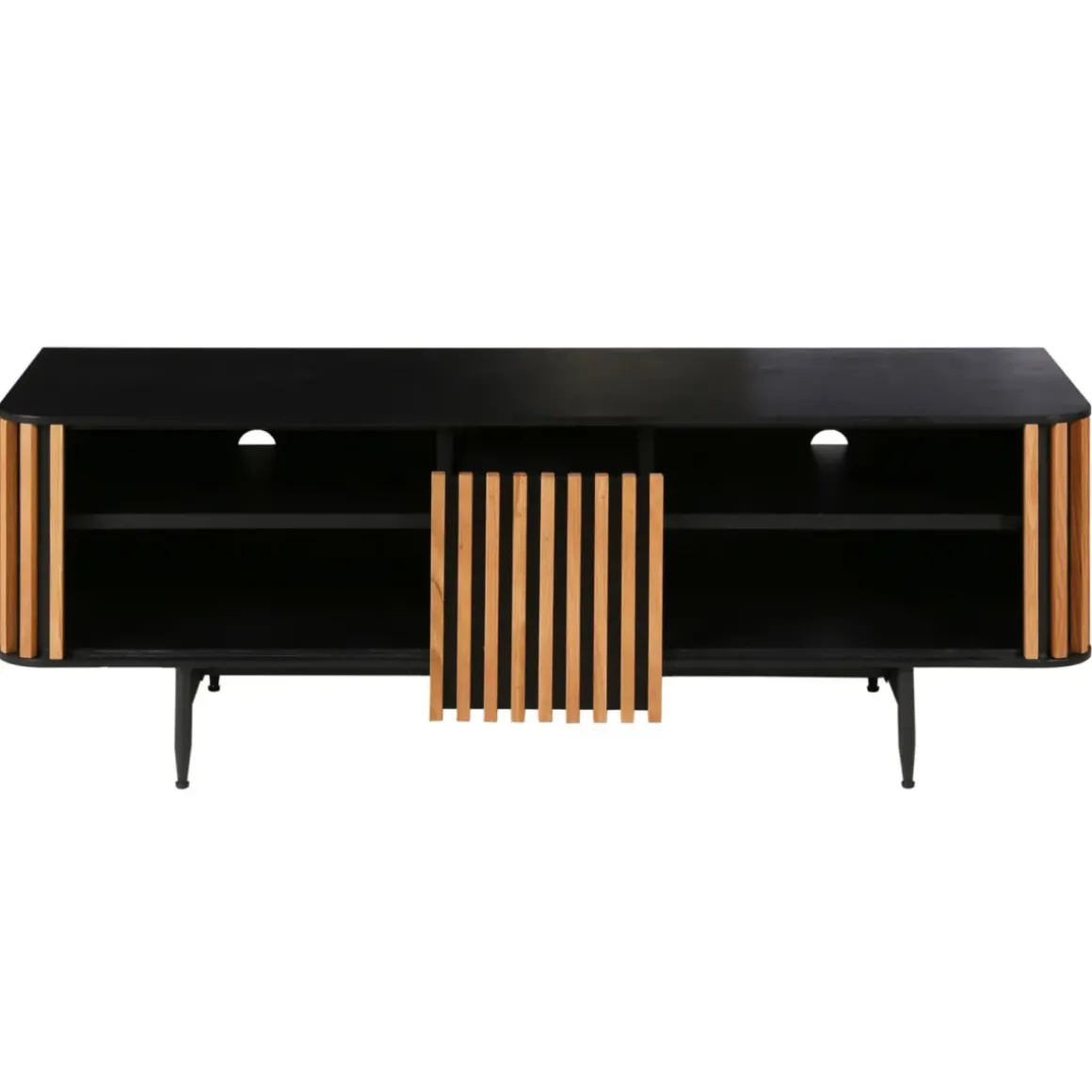 Mobile TV 4 nicchie in rovere massiccio (130 x 43 cm) Rytm Nero