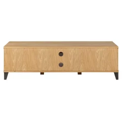 Mobile TV 2 scomparti 2 ante in rovere massiccio e metallo (150 x 44 cm) Bristol Naturale