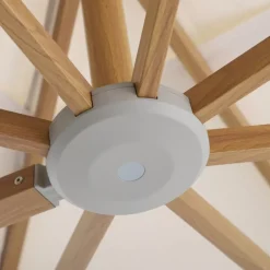 Ombrellone decentrato quadrato in alluminio con base (3 x 3 m) Elyra effetto legno e Tortora