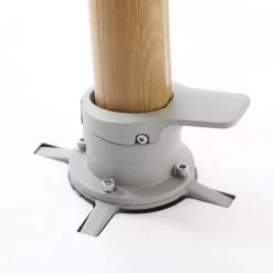 Ombrellone decentrato quadrato in alluminio con base (3 x 3 m) Elyra effetto legno e Tortora