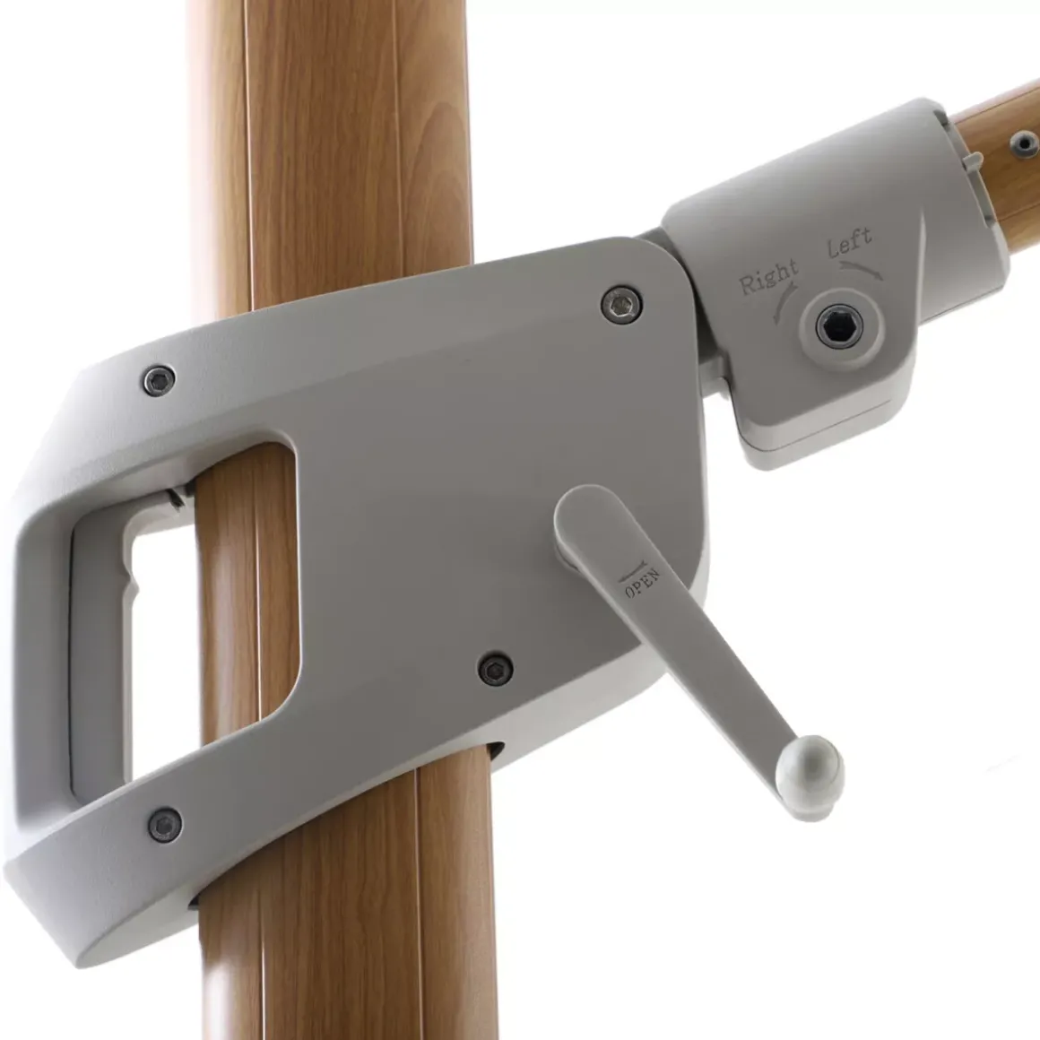 Ombrellone decentrato rettangolare in alluminio con base (3 x 4 m) Elyra effetto legno e Verde oliva