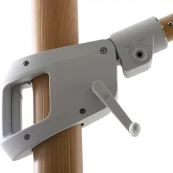 Ombrellone decentrato rettangolare in alluminio con base (3 x 4 m) Elyra effetto legno e Bianco