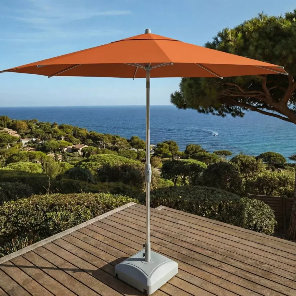 Ombrellone rotondo in alluminio (D3,3 m) Elyra Metallizzato brillante e Terracotta