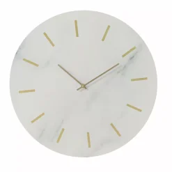 Orologio da parete in legno (D51 cm) Marmo Bianco